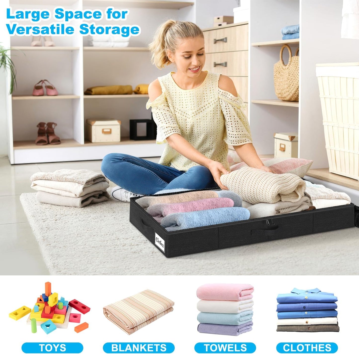 4 Pzas Contenedor Bajo Cama 4.5" Ropa Juguetes