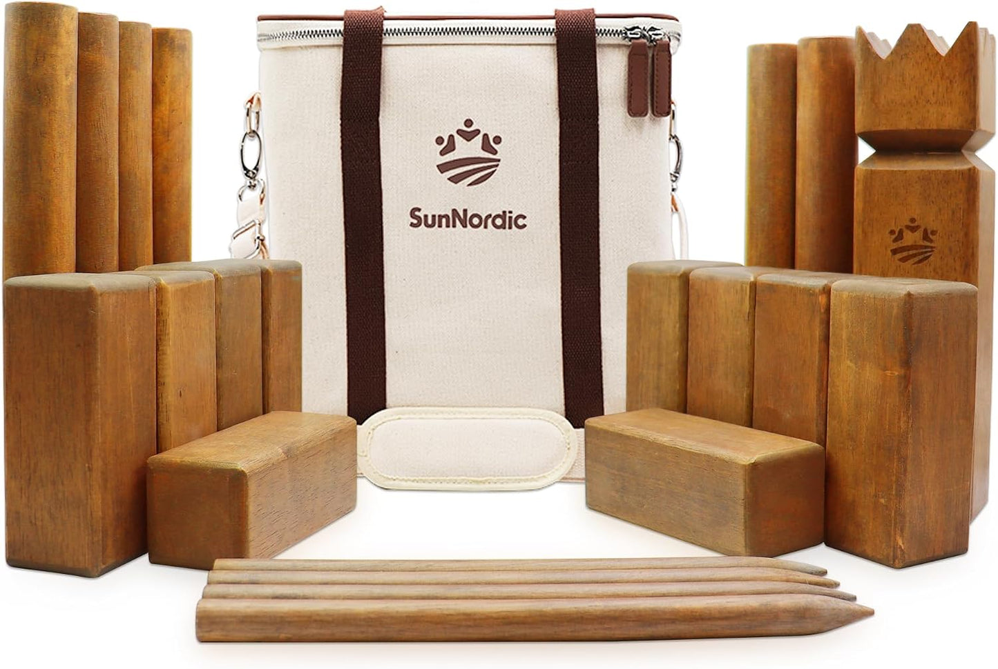 Set Kubb Set Madera Caucho con Bolsa Transporte