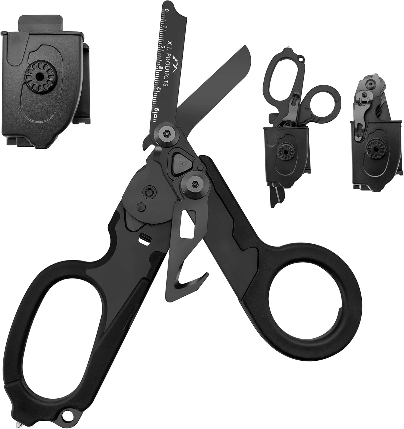 Tijeras trauma 6en1 plegables con cortador correa negro