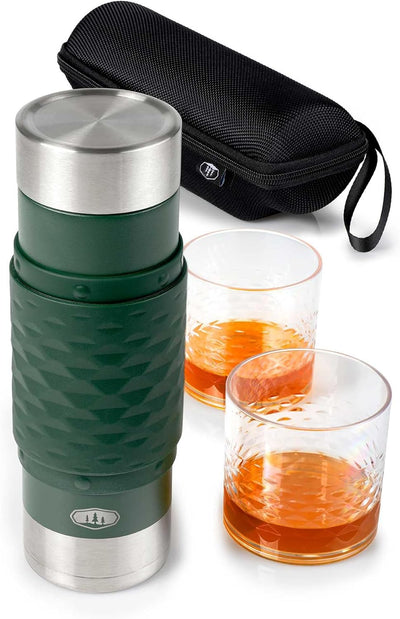 Juego cóctel aislado 17oz frasco vacío colador 2 vasos viaje