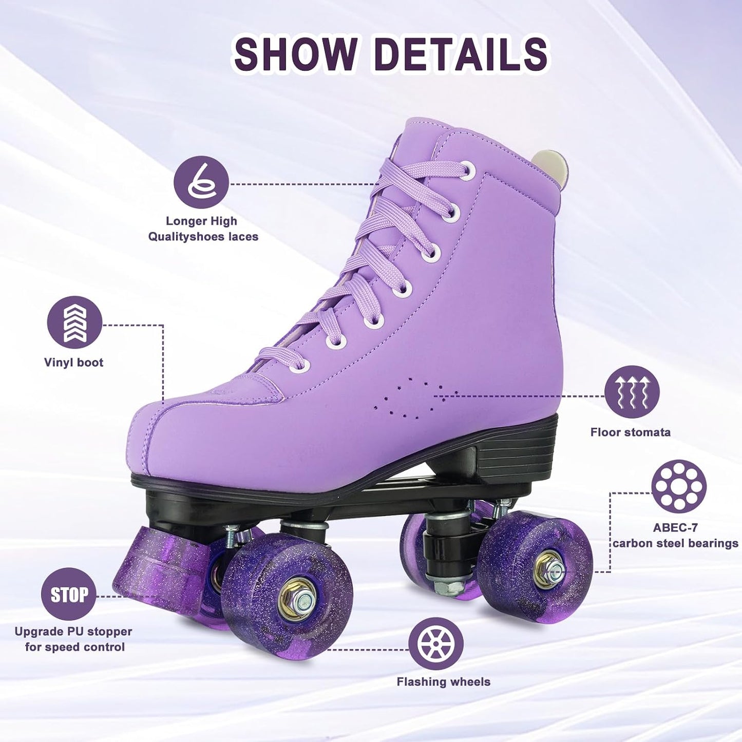 Patines de Cuero PU con Ruedas Iluminadas Unisex para Niños