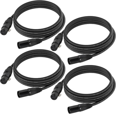 Cable DMX 10ft set 4 cables 9.8ft 3 pines XLR macho a hembra