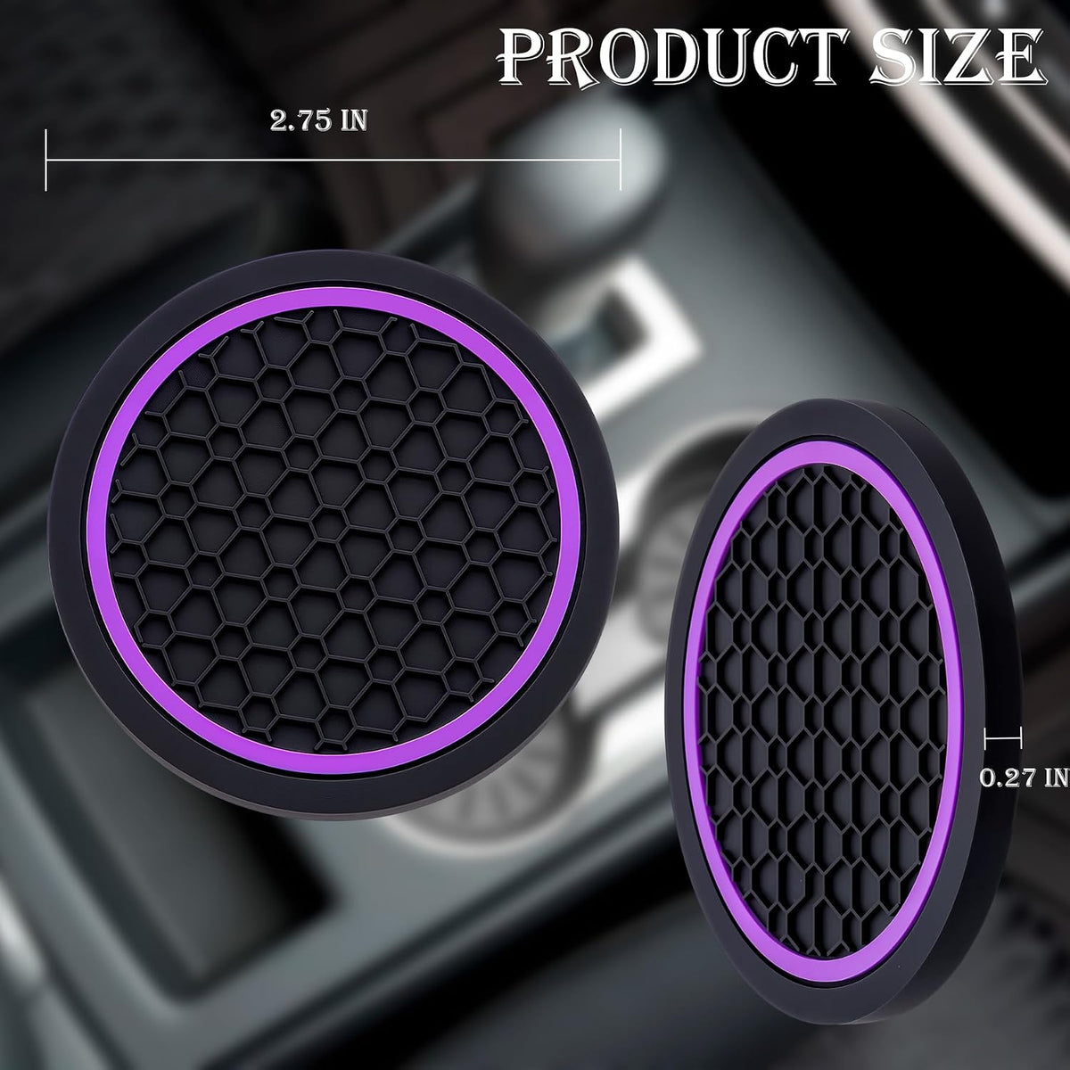 Set 2 Pzas Posavasos Antiderrap para Auto Negro y Morado