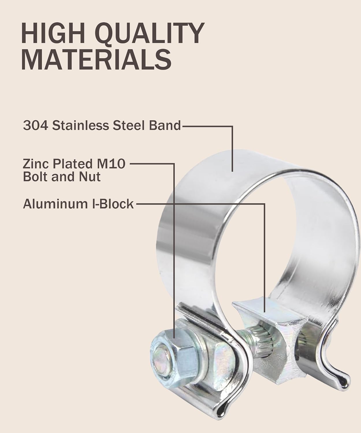 Abrazadera escape acero inox 2.5pulg banda estrecha