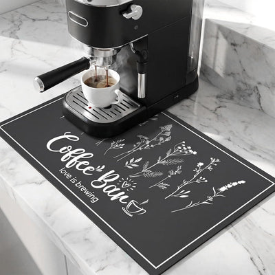 Tapete de secado de platos para barra de café grande absorbente con diseño de flores