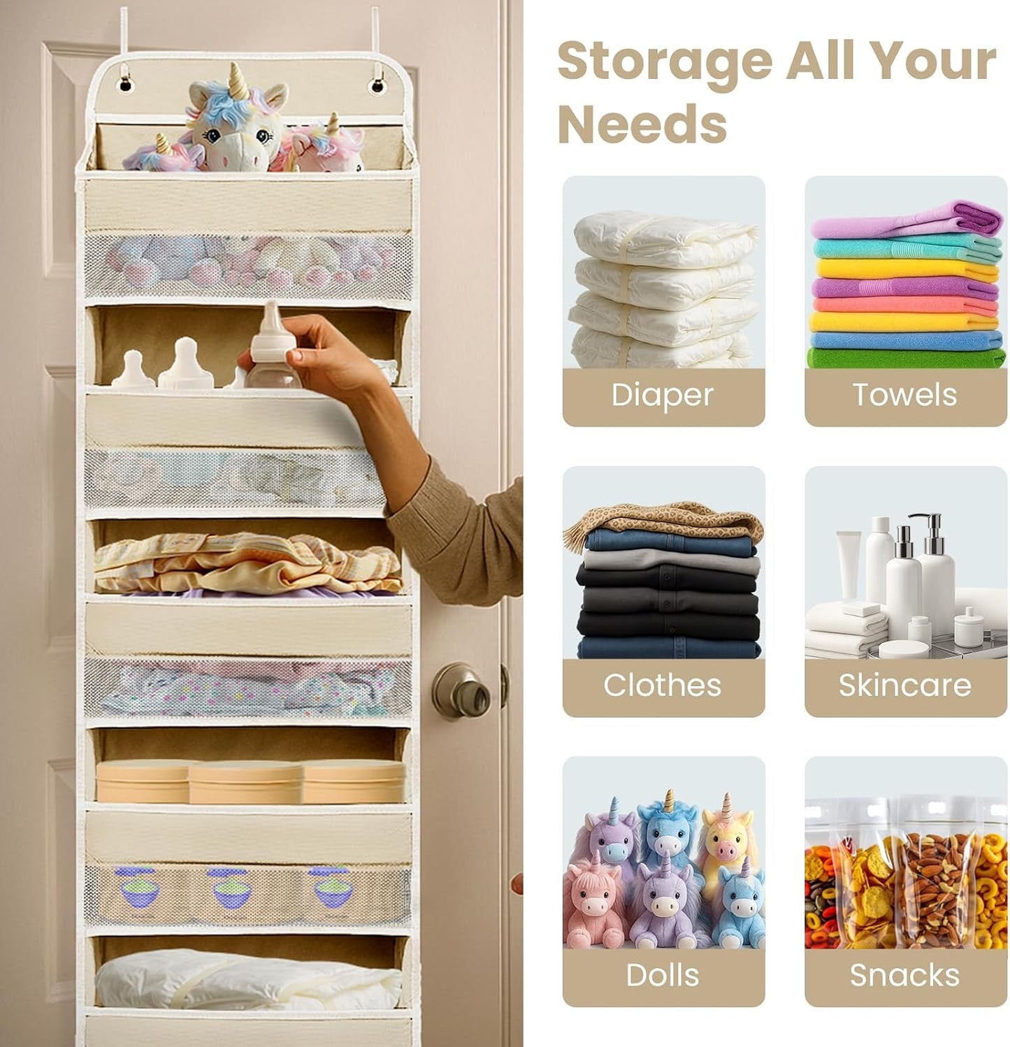Organiz. puerta 5 compartimentos 44kg baño closet