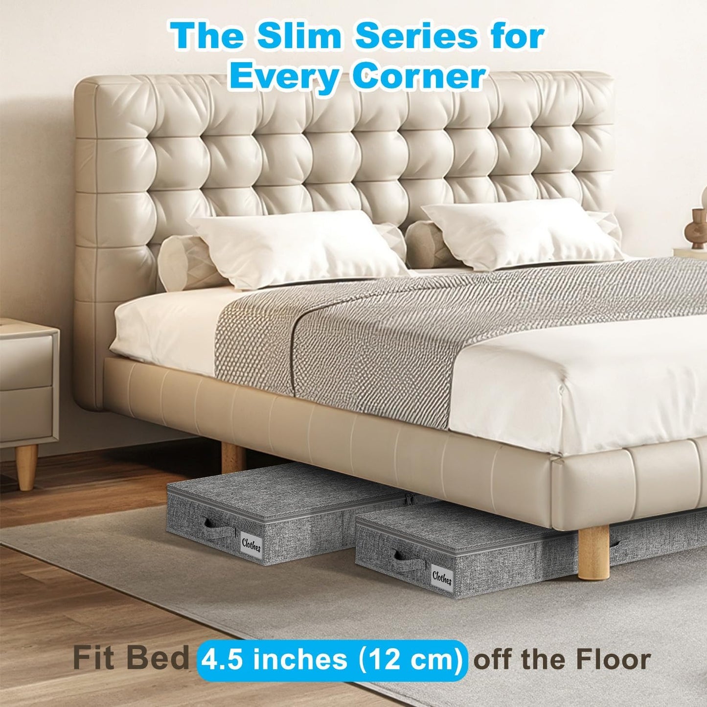 Contenedores almacenamiento bajo cama 4.5" delgado 2 pzas