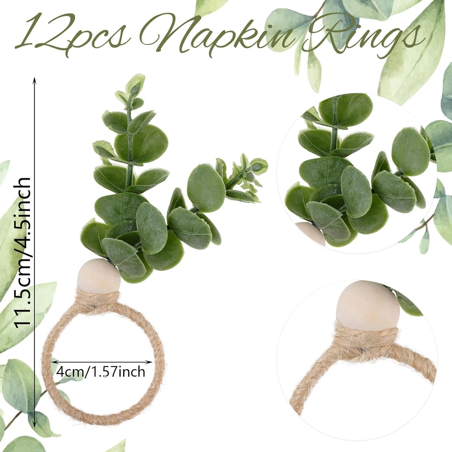 Set 12 Anillos servilletas madera boho para boda y fiestas