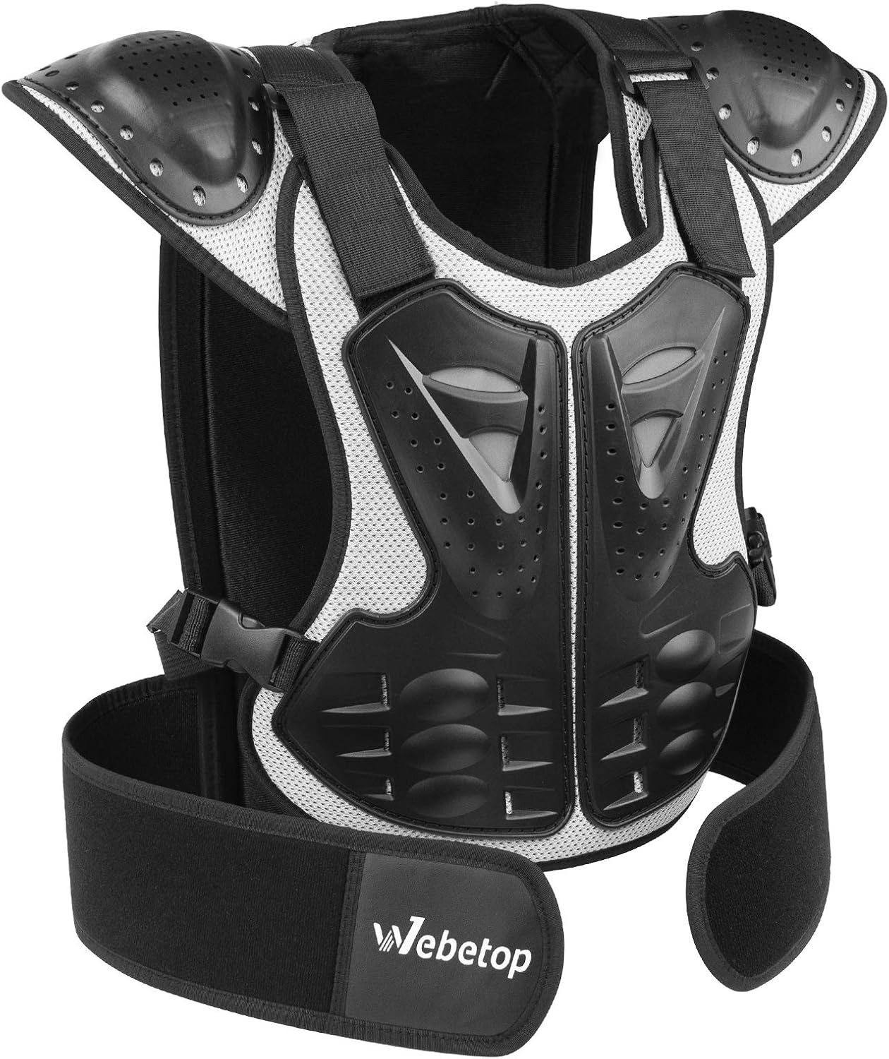 Protector pecho ajustable niño motocross negro/plateado