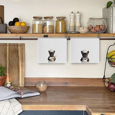 Juego de 2 toallas de cocina con diseño de bulldog francés negro