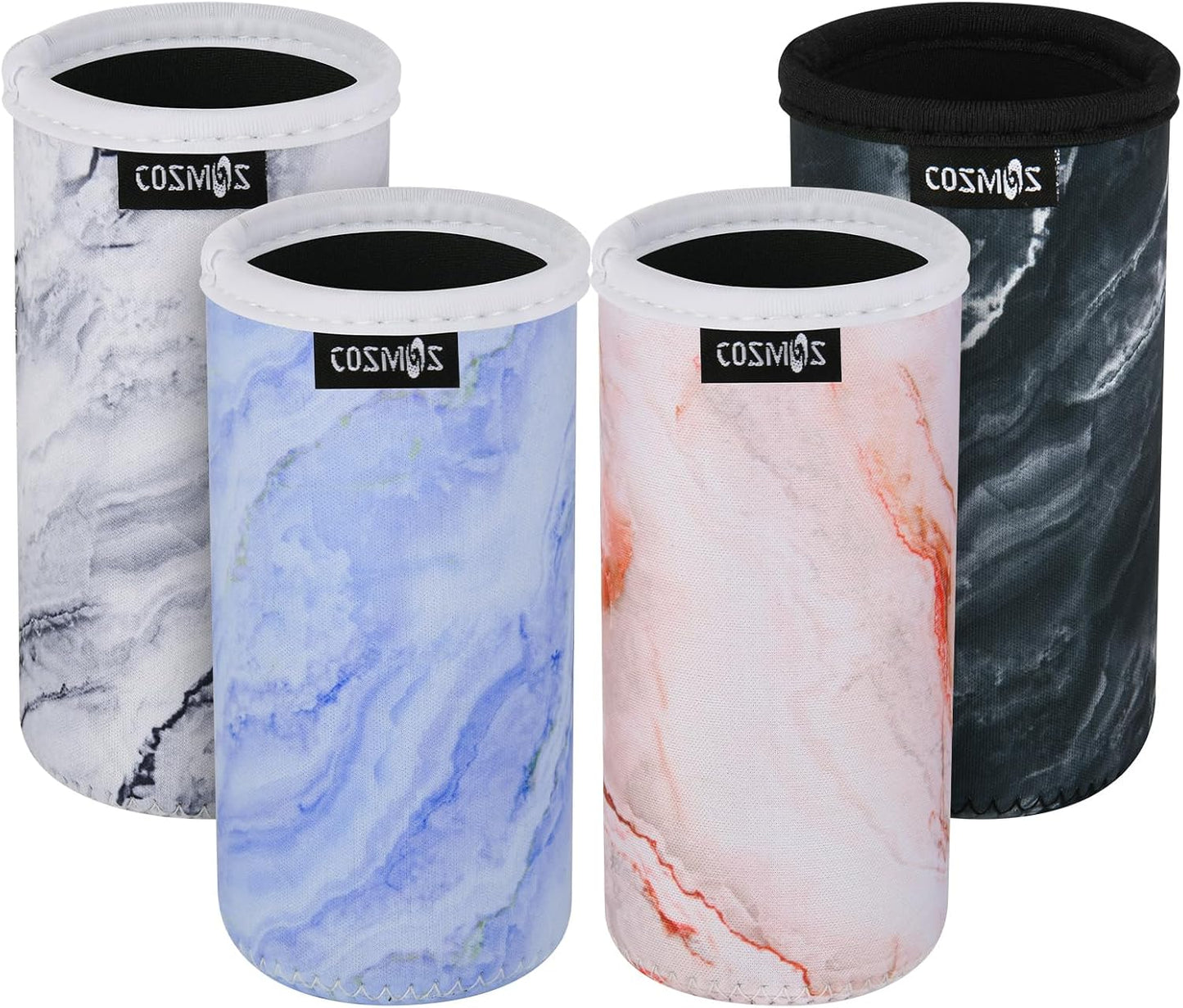 4 Fundas Neopreno Líquidas 12oz Latas Delgadas Patrón Mármol