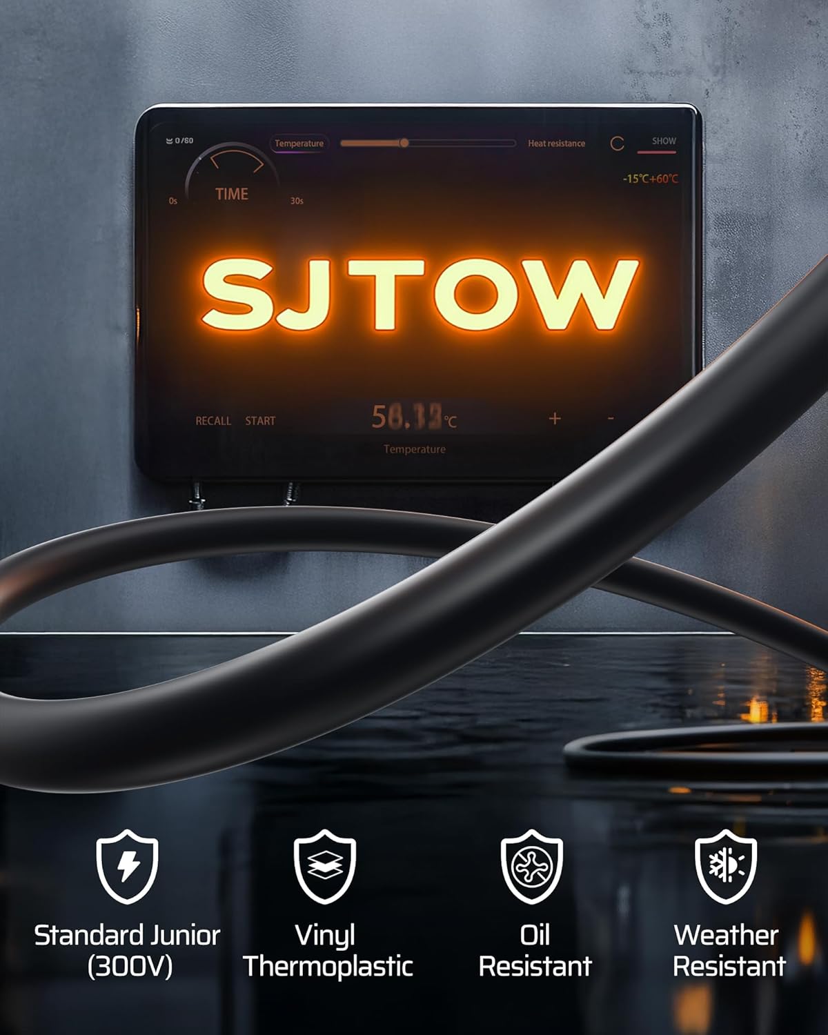 Carrete cable extensión 40pies 12/3AWG SJTOW con luz