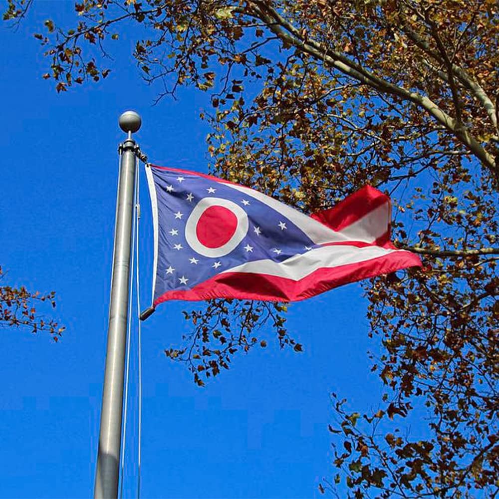 Bandera Ohio 3x5ft doble cara 3 capas latón