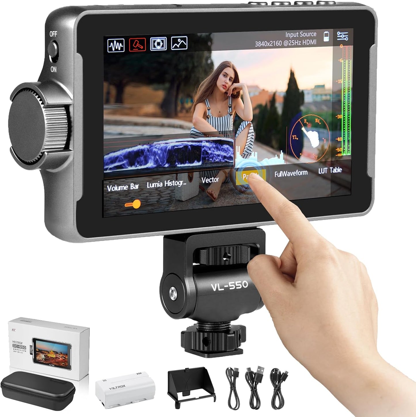 Monitor 5.5pulg 4K HDMI para cámara DSLR con batería