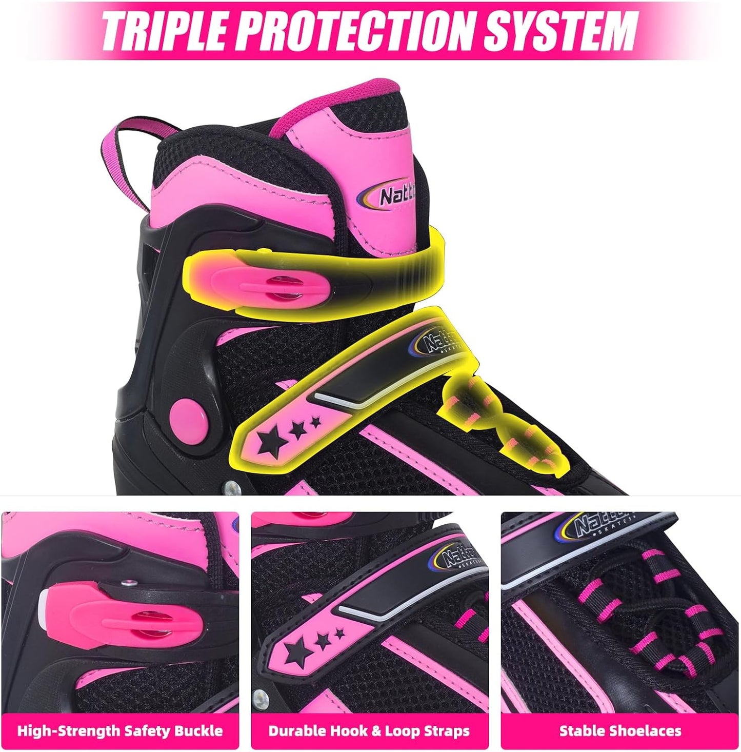 Patines para niños con rueda iluminada color negro