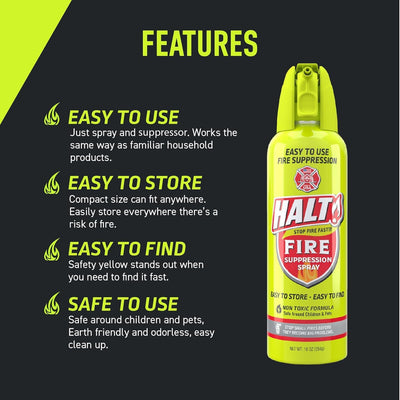 Spray supresor incendios 10oz no tóxico portátil hogar