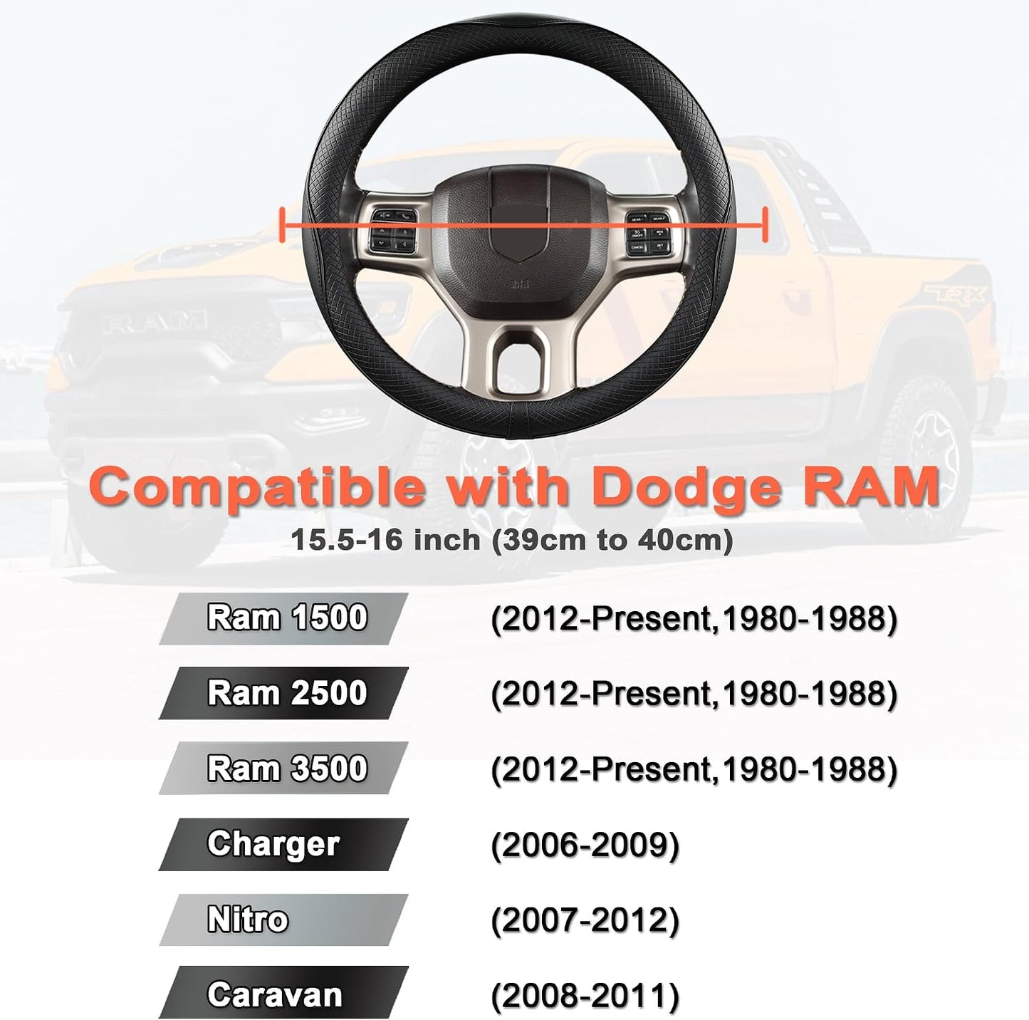 Funda volante Dodge RAM 15.5-16" negro grande