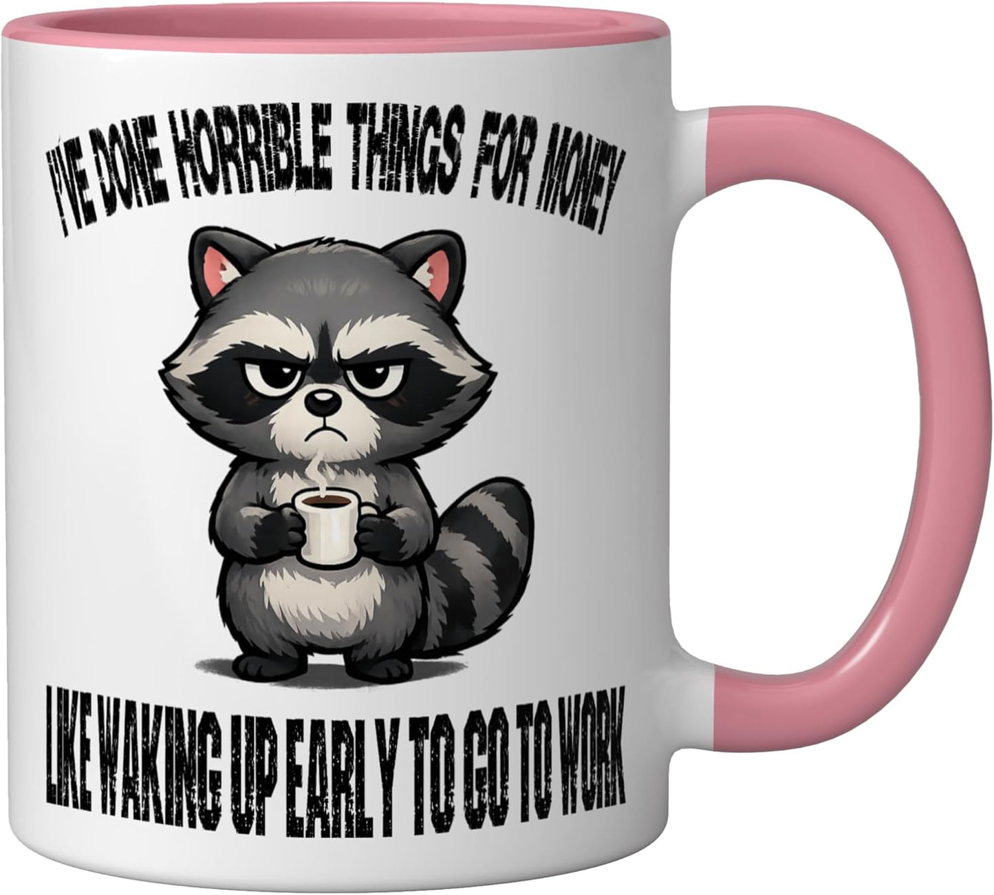 Taza Cerámica Grumpy Raccoon Coffee Club Rosa/Blanca