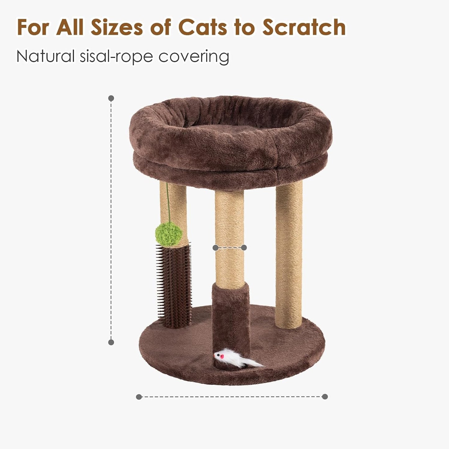 Poste rascador para gatos 21pulg con cama felpa y cepillo