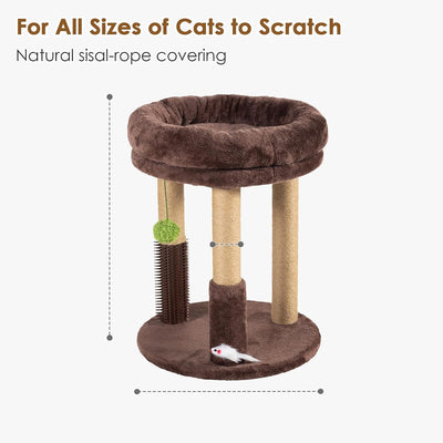 Poste rascador para gatos 21pulg con cama felpa y cepillo