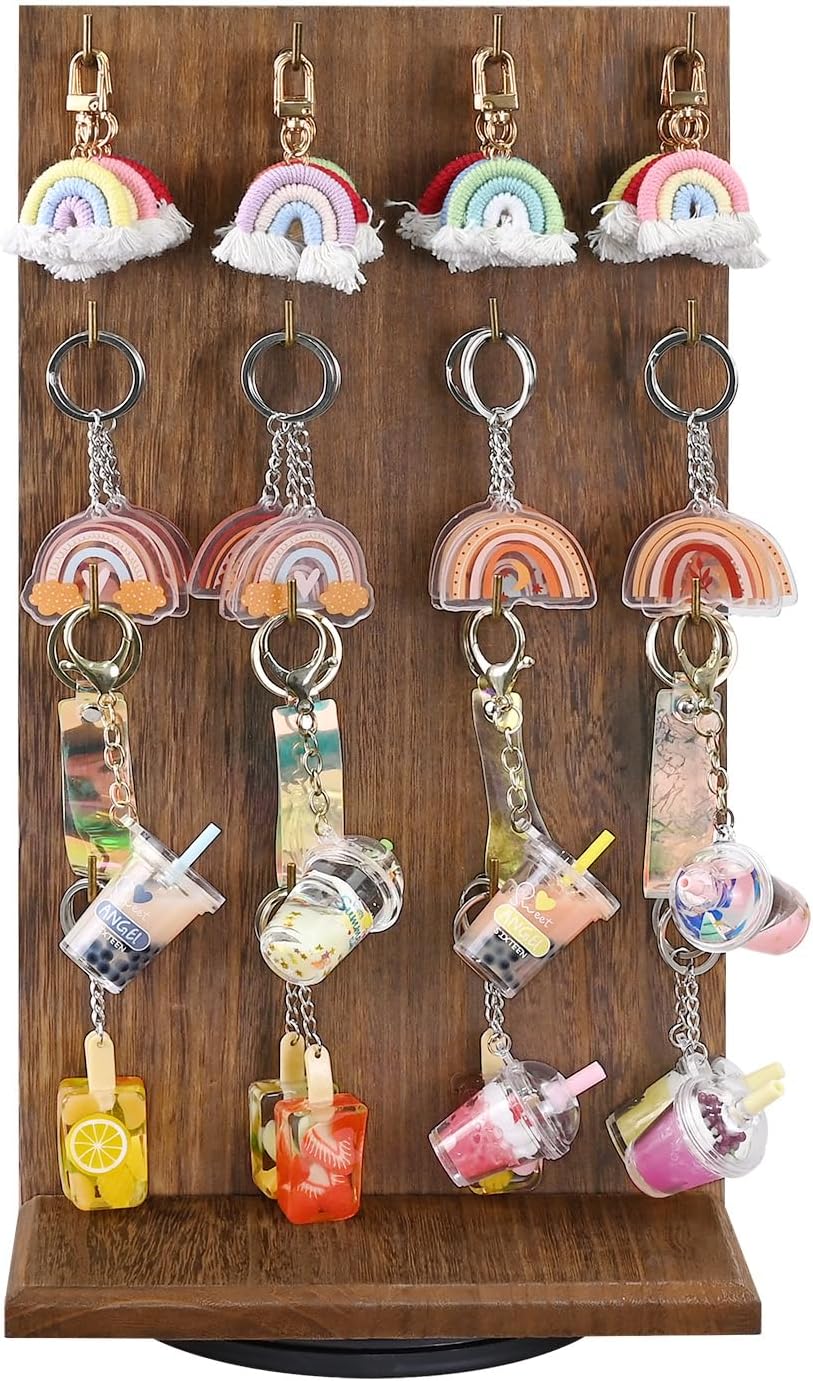 Exhibidor joyas giratorio madera 32 ganchos 9.1" marrón