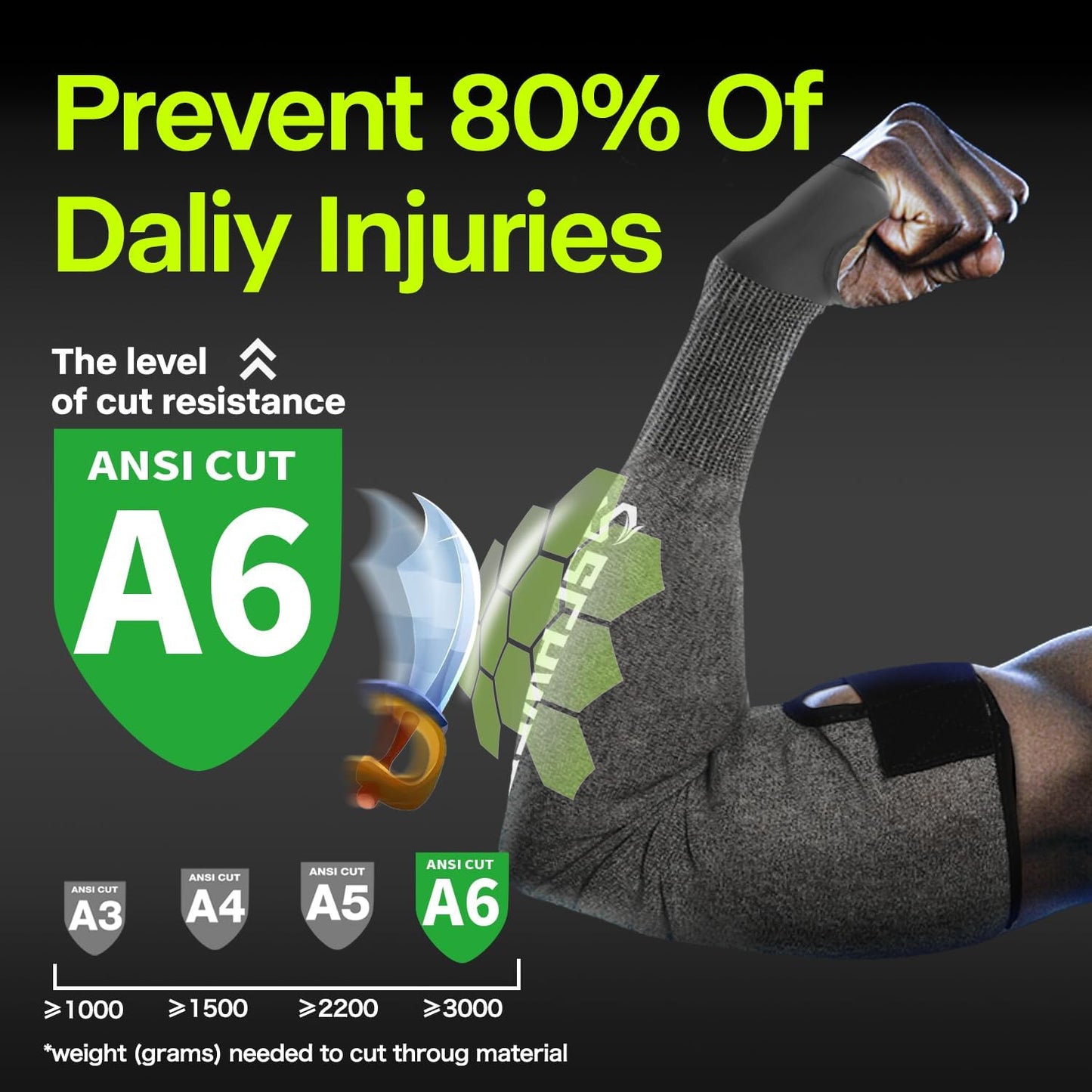 1 Par Guantes Trabajo ANSI A6 Resistentes Cortes