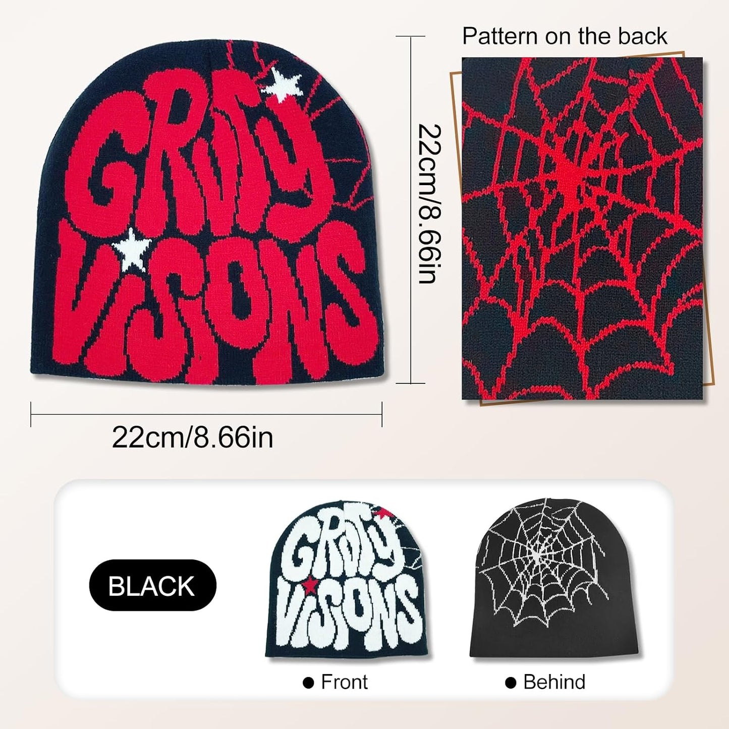 Gorro punto doble capa telaraña para hombre mujer