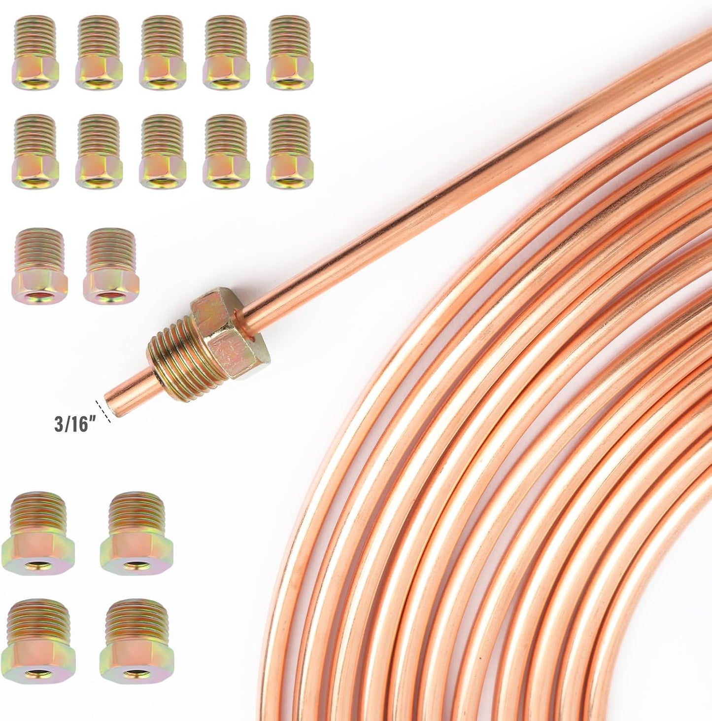 2 Set Kit Líneas Freno 3/16" Cobre Flex Con Accesorios