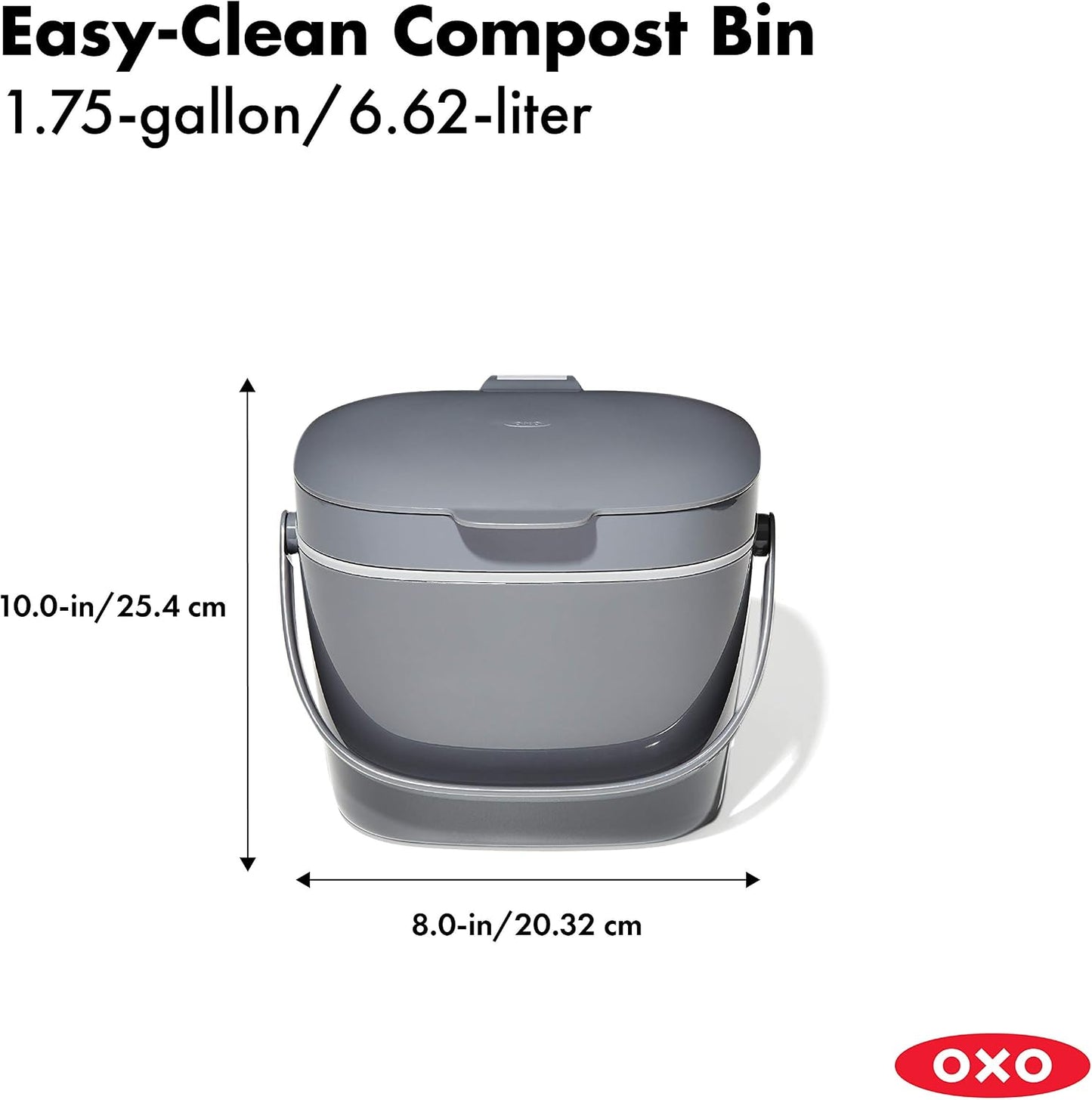 Contenedor compost fácil de limpiar carbón 1.75gal