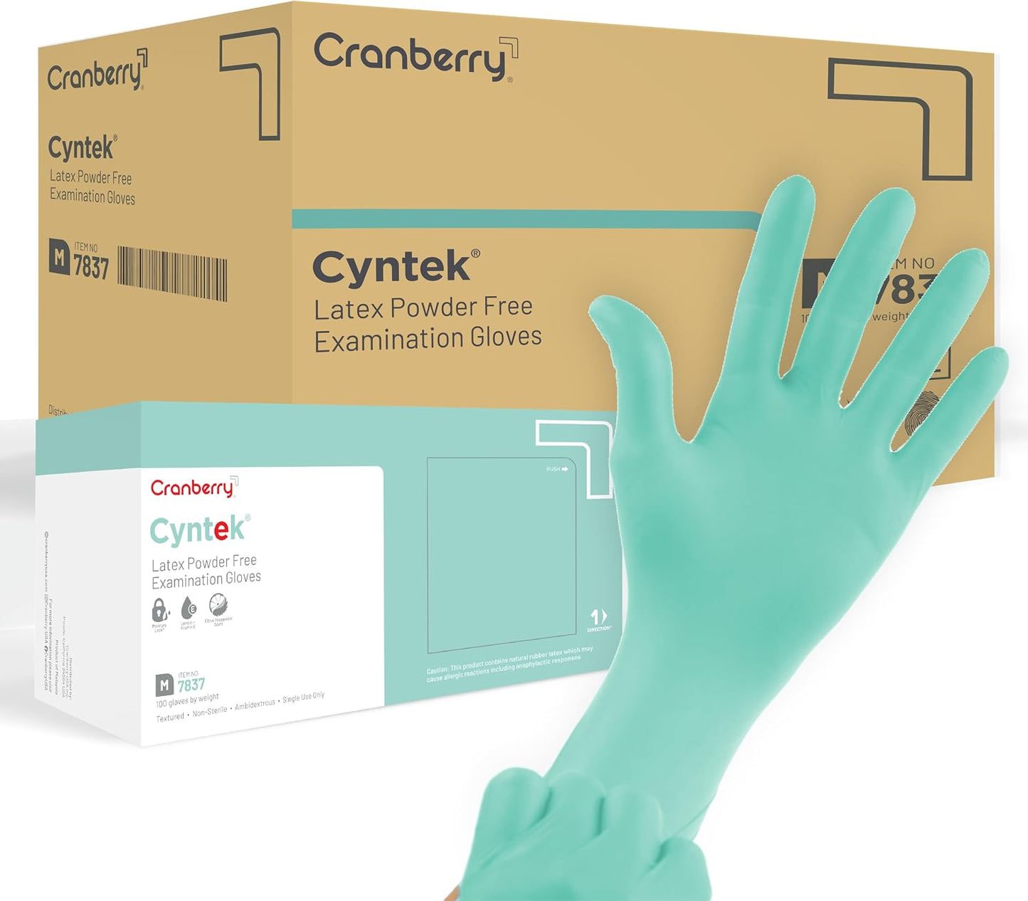 Guantes látex sin polvo examen S verde 1000