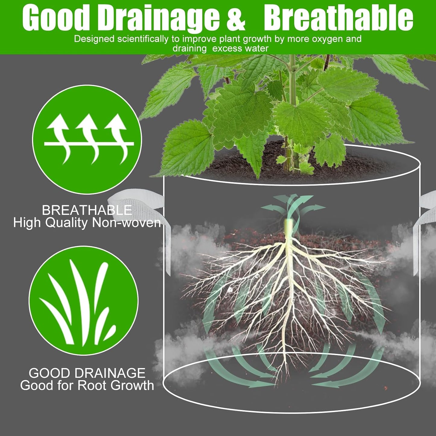6 Pzas Bolsas Cultivo Tela 5gal Transpirables con Asas