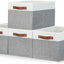 4 Cestas Almacenamiento Plegables Tela 15x11" Blanco Gris