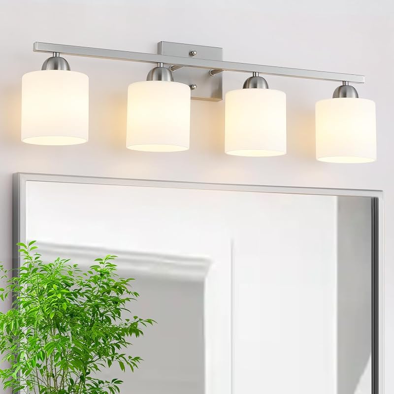 Luces baño acero inox sobre espejo enchufes E26 cerámica