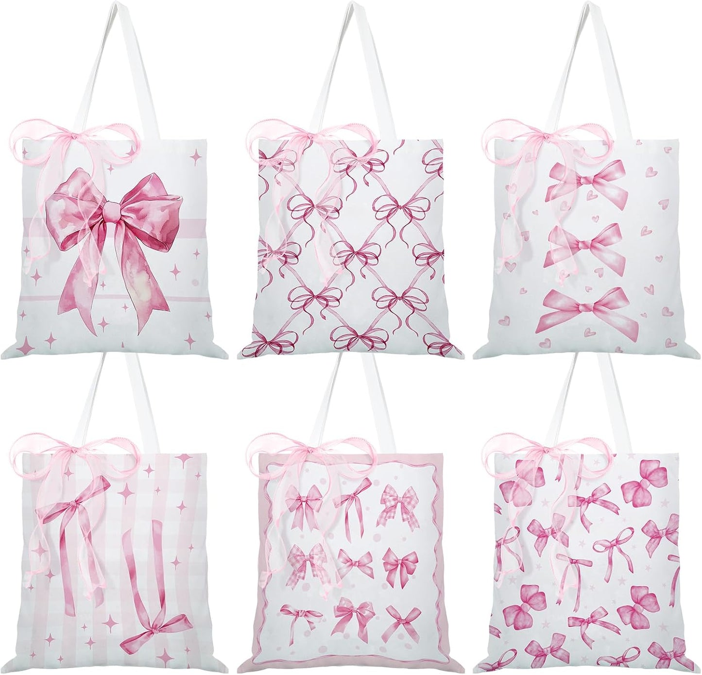 6 bolsas lona San Valentín lazo rosa regalo mujer