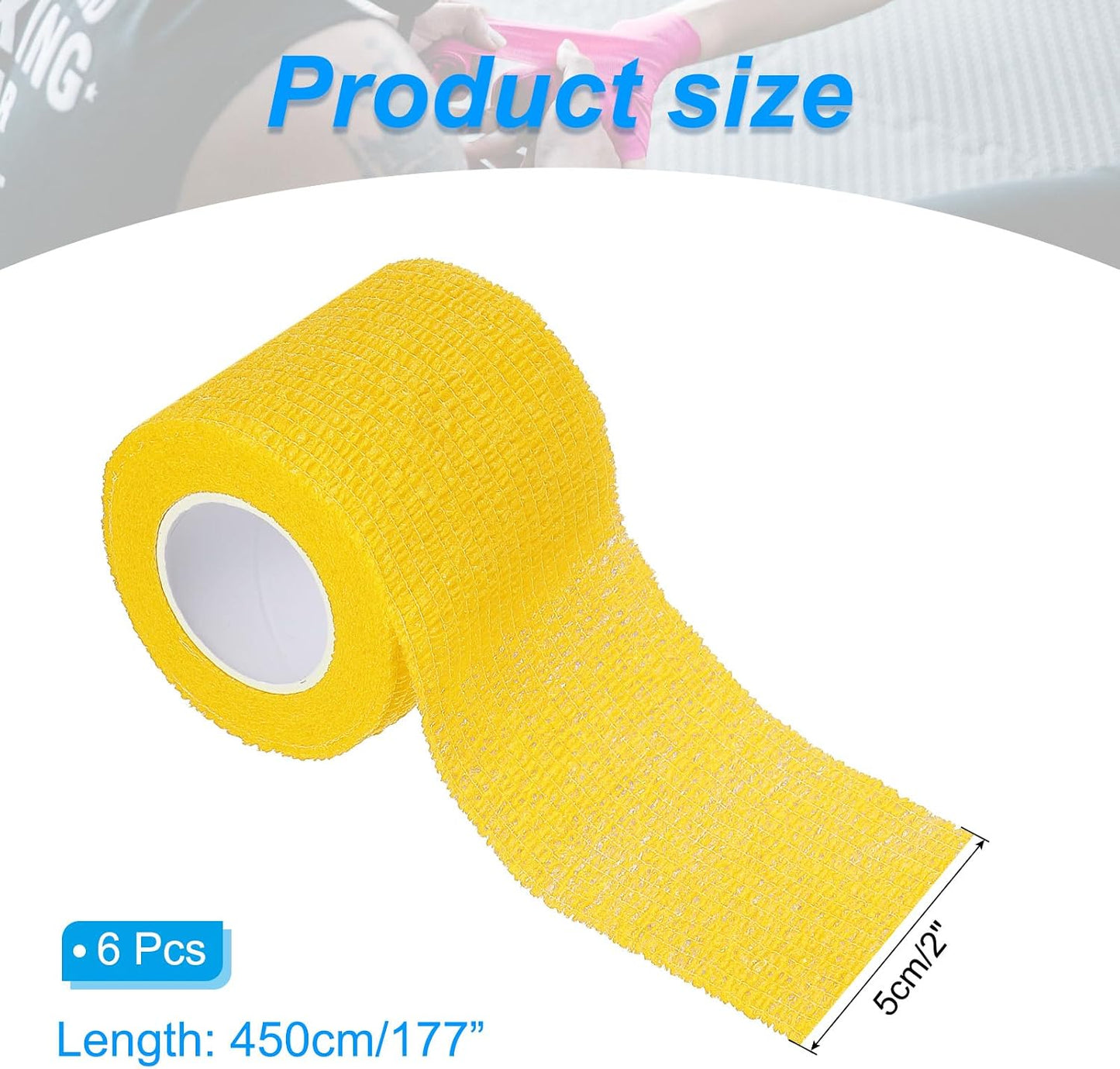 Vendaje autoadhesivo elástico 2x177pulg 6 cintas amarillo