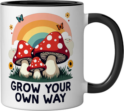 Taza Cerámica Cazador de Hongos Morel Negro/Blanco
