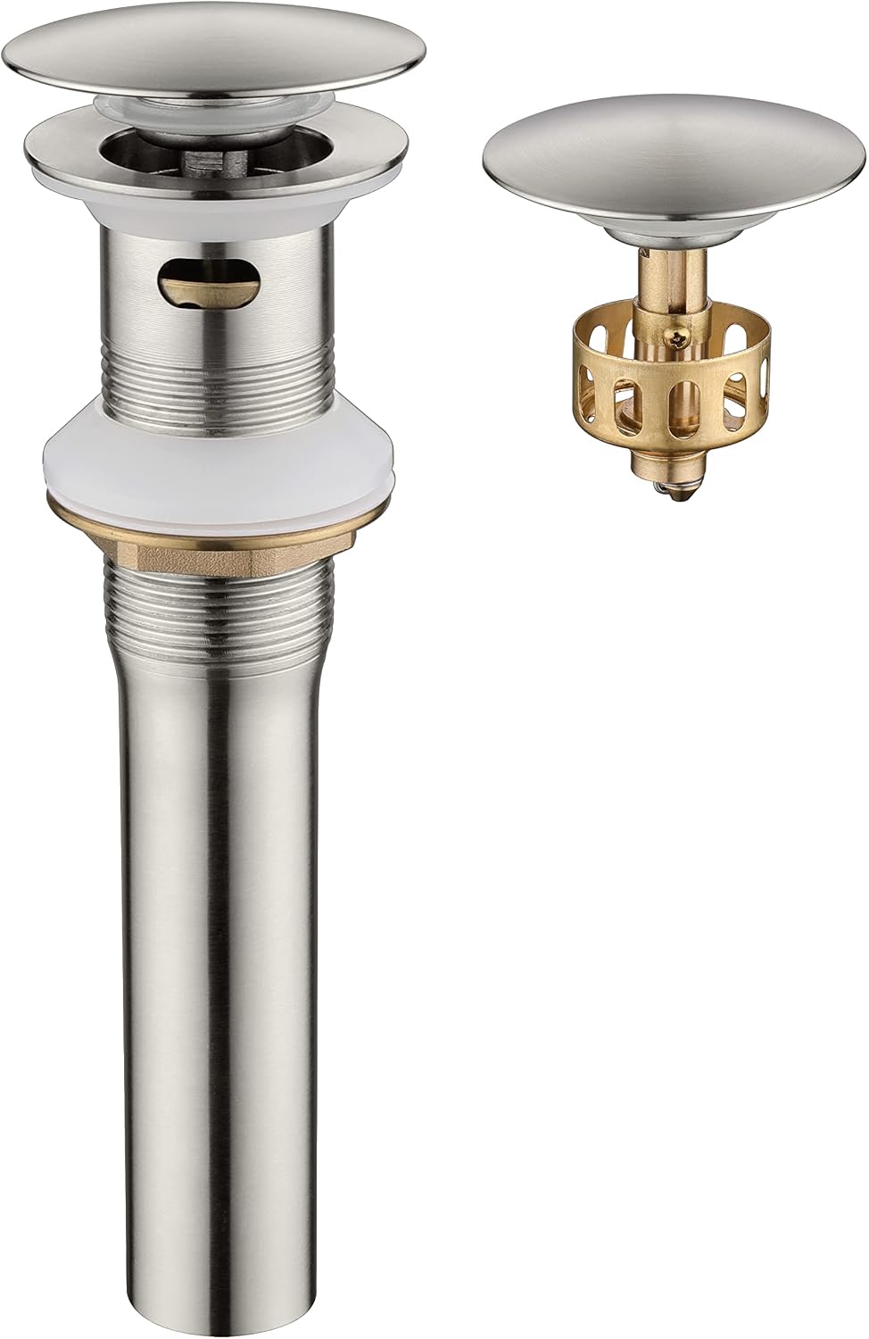 Tapón drenaje desplegable níquel cepillado con colador metal