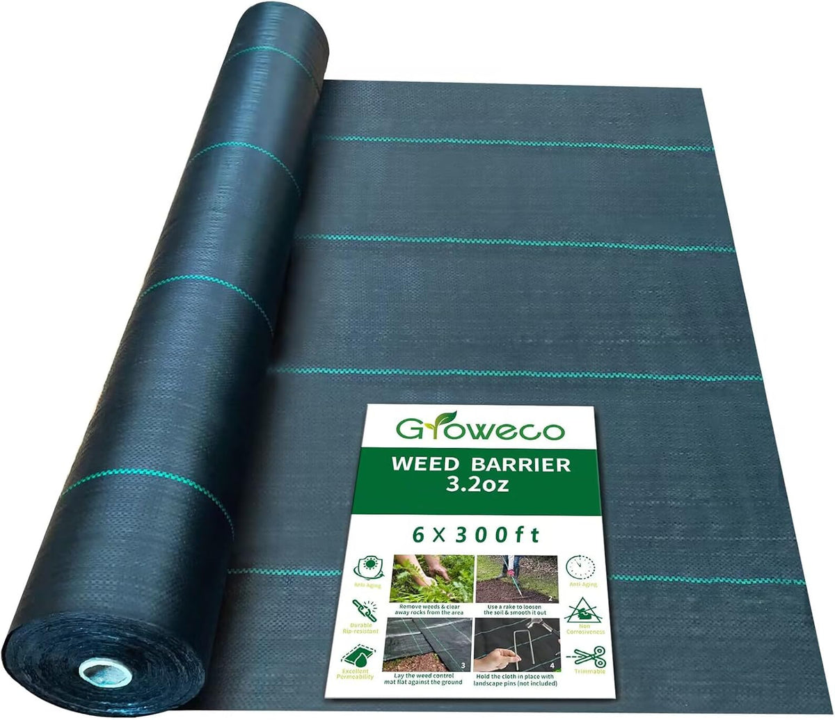 Tela geotextil jardín 6x300ft 3.2oz cobertura premium