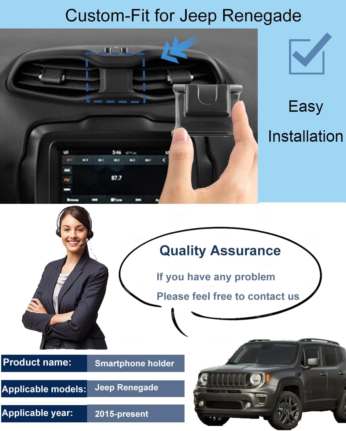 Soporte magnético para teléfono Jeep Renegade 2015-presente