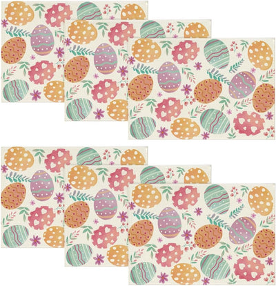 6 Manteles Pascua 12x18pulg Con Huevos y Hojas Decoración