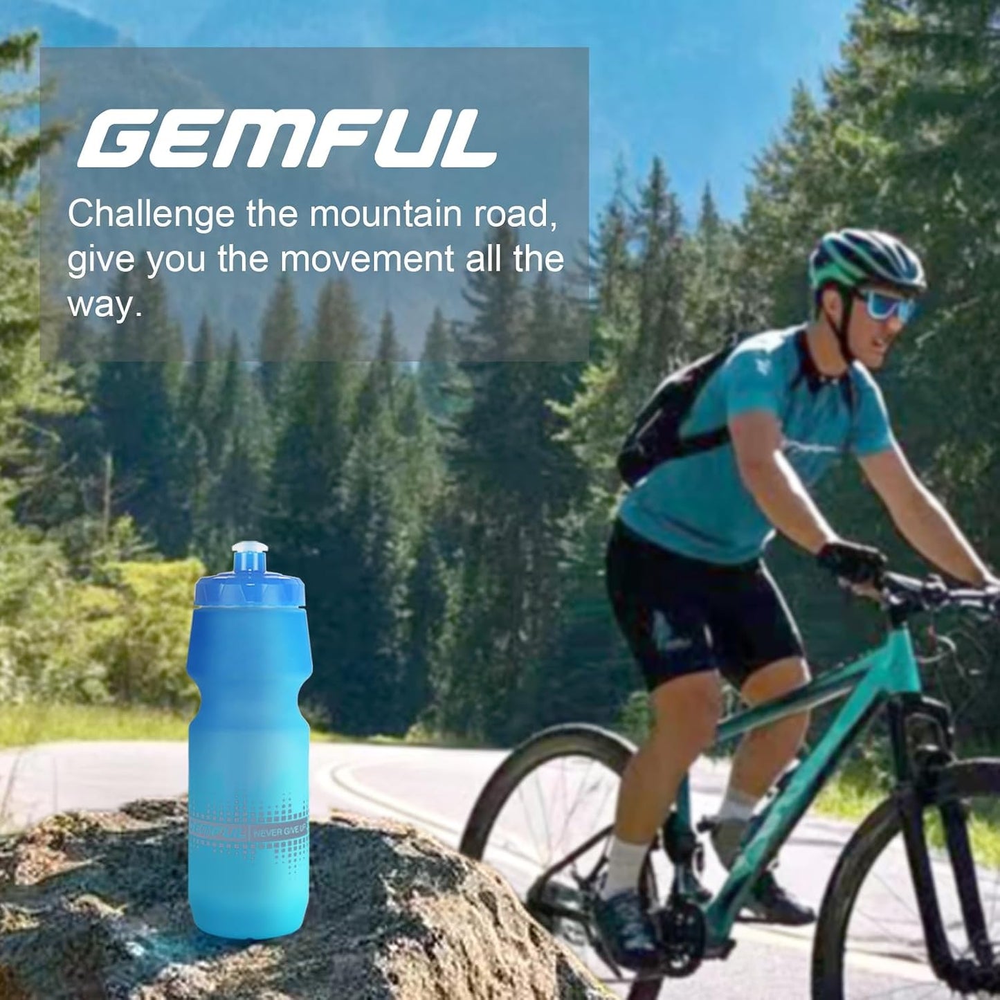 2 Botellas Agua Ciclismo Sin BPA 24oz Negro Blanco