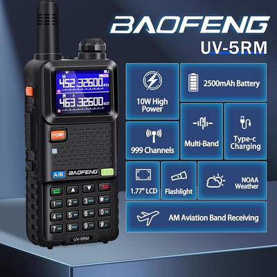 Radio UV-5RM 10 W NOAA con batería 2500 mAh y antena táctica
