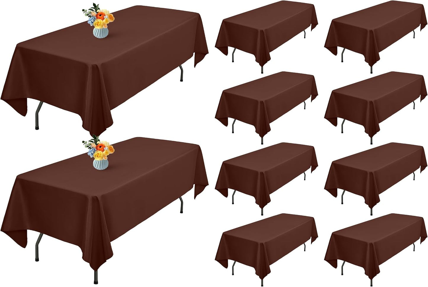 Set 10 Manteles Poliéster 60x102pulg Marrón para Comedor