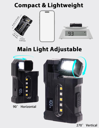 Linterna EDC recargable 400 lúmenes luz dual magnética 1200mAh