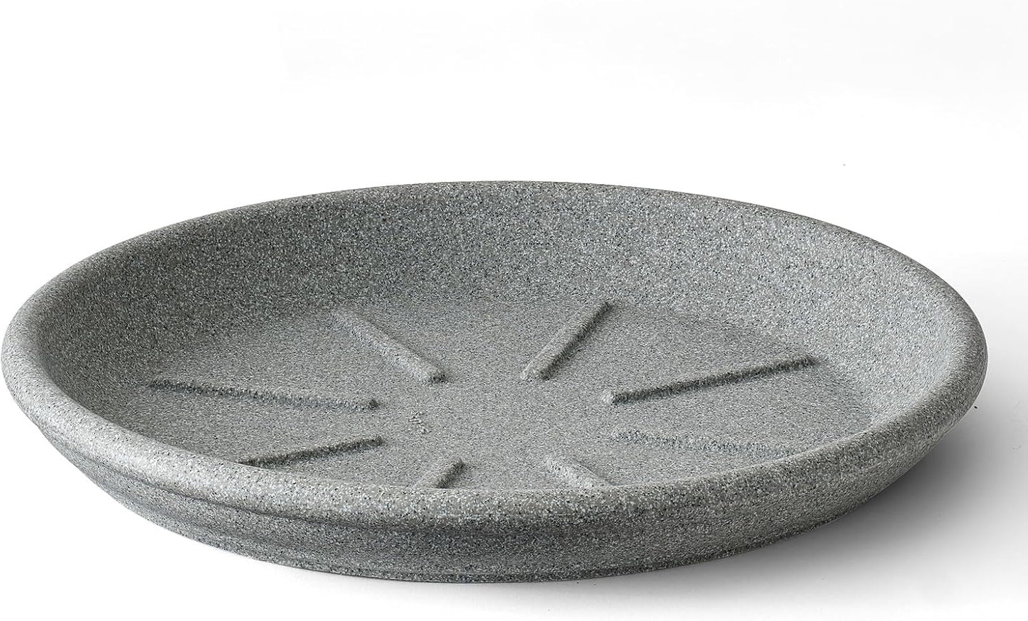 Platillo redondo 16pulg para plantas concreto gris resistente