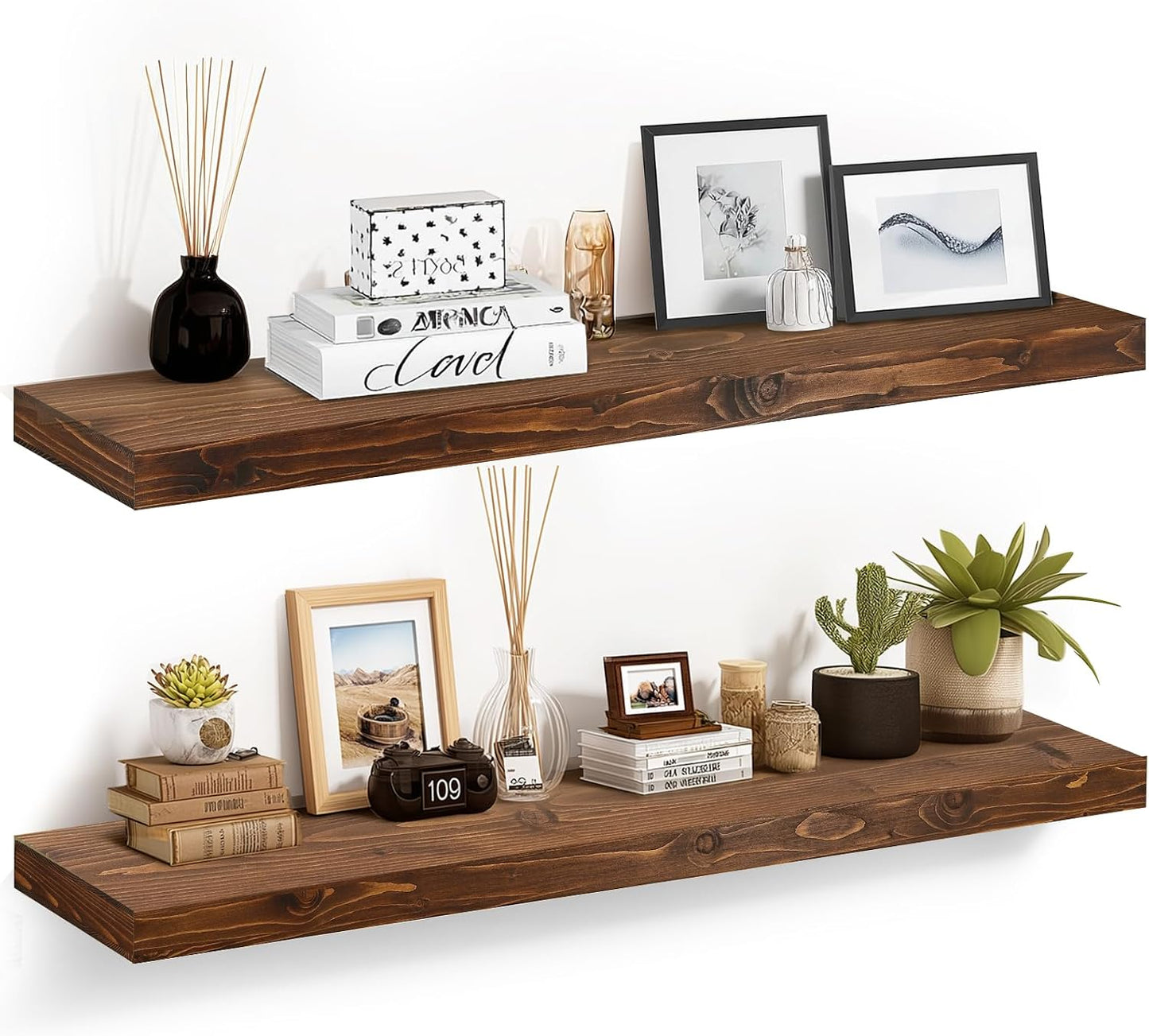 Estante flotante madera rústica 48x6.8pulg decorativo