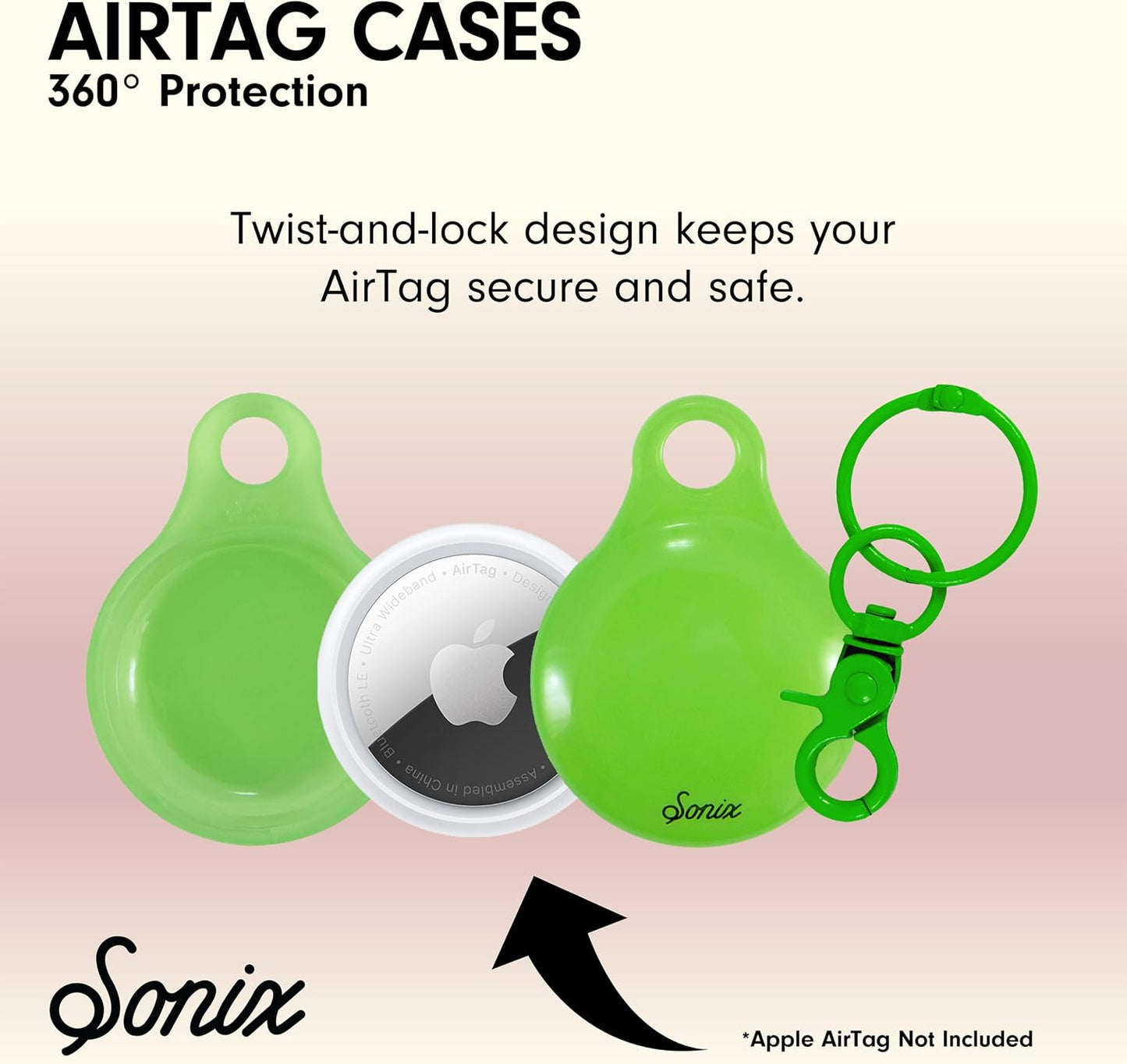 Fundas Airtag con llavero pinza de langosta dura verde lima