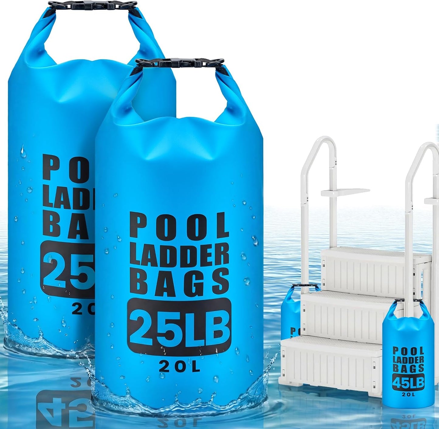 2 Bolsas Arena 20L para Pesos Escalones Piscina PVC 500D