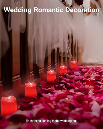 24 Velas LED Parpadeantes Rojas para Bodas y Celebraciones