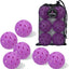 Bolas pickleball 6 pzas con bolsa 40 agujeros resistente